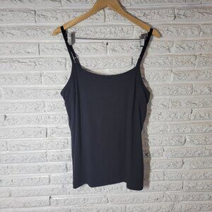 Terra Sky Women Top 1X Plus Camisole Adjustable Spaghetti Strap Black BLA17E